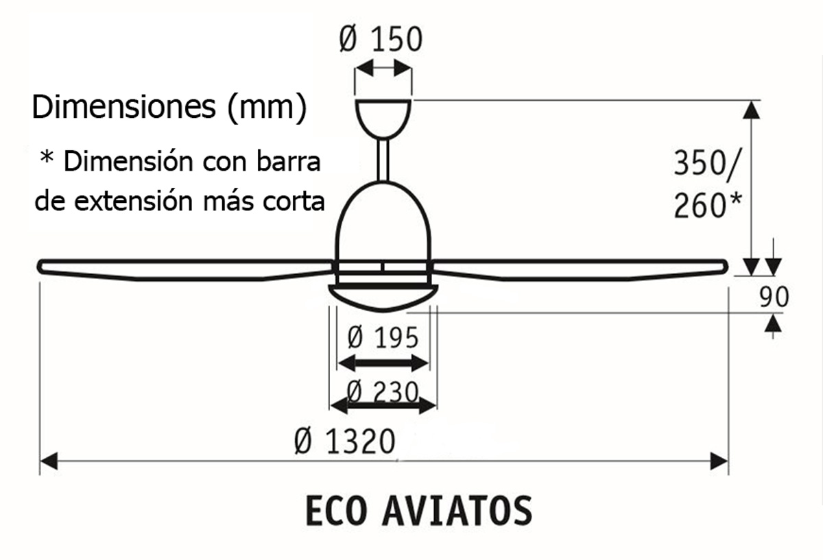 Esquema ventilador de techo CasaFan 513285 eco aviatos