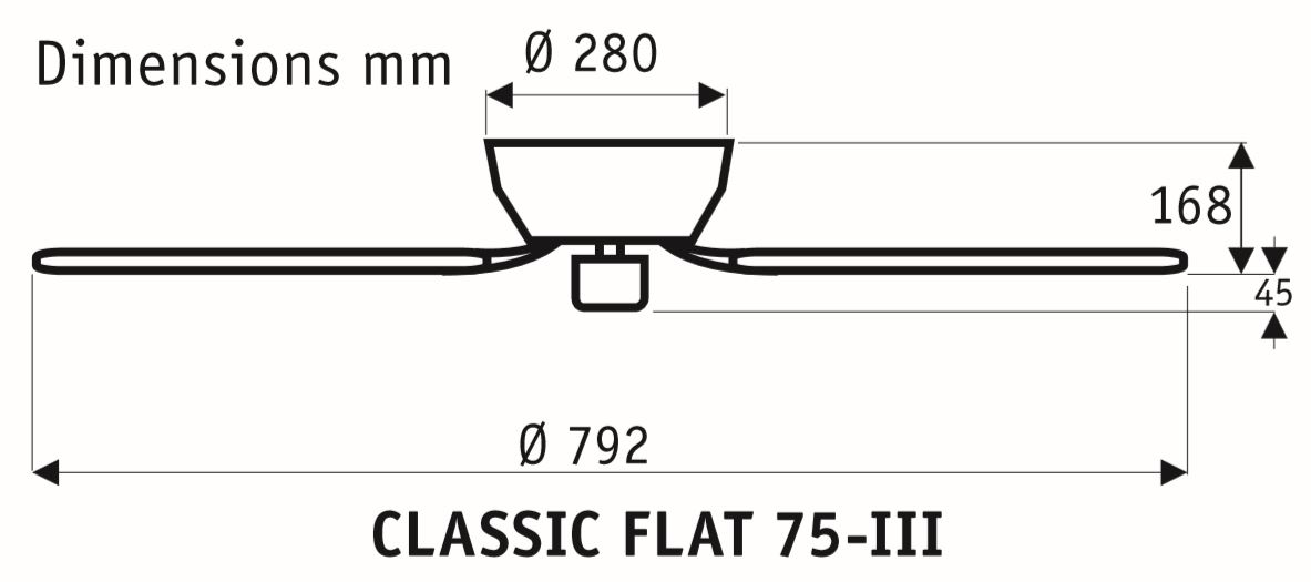 Esquema ventilador de techo CasaFan 5075051 Classic Flat 75
