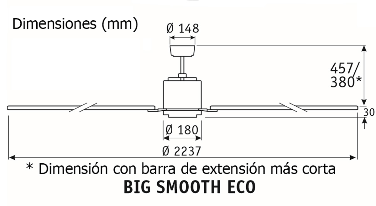 Esquema ventilador de techo CasaFan 922012 Big smooth eco Esquema ventilador de techo CasaFan 922012 Big smooth eco