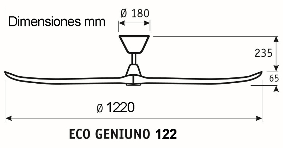 Esquema ventilador de techo CasaFan 312216 Eco Genuino