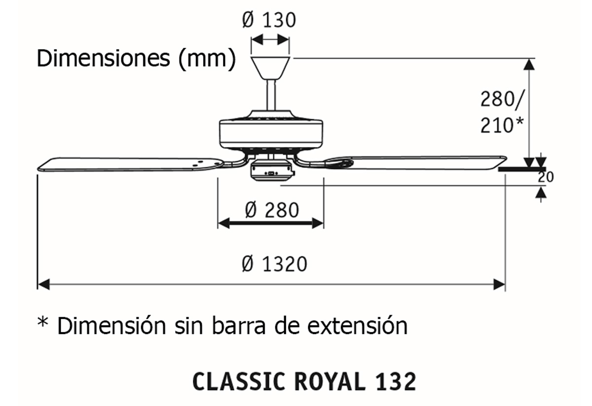 Esquema ventilador de techo CasaFan 513214 Classic Royal 132