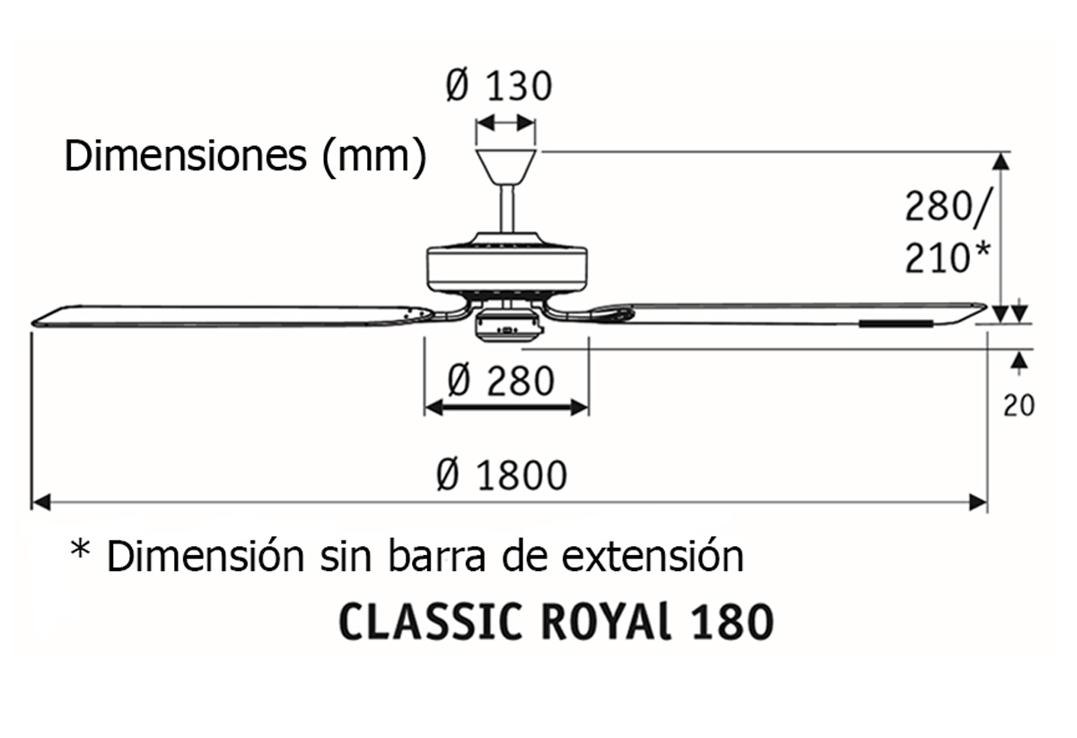 Esquema ventilador de techo CasaFan 518013 Classic Royal 180 Esquema ventilador de techo CasaFan 518013 Classic Royal 180