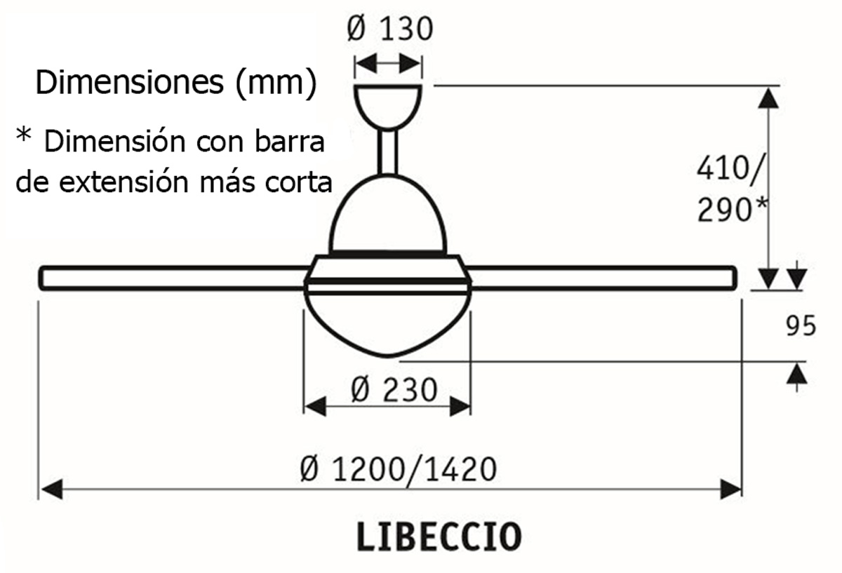 Esquema ventilador de techo CasaFan 9314253 Libeccio
