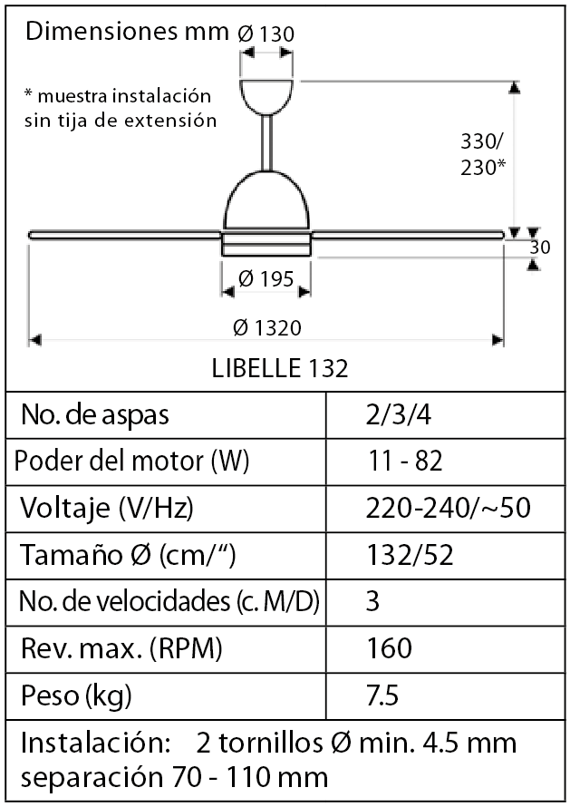 Esquema ventilador de techo CasaFan 9413251 Libelle Esquema ventilador de techo CasaFan 9413251 Libelle