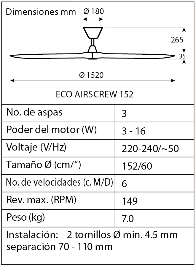 Esquema ventilador de techo CasaFan 315220 Eco Airesrew Esquema ventilador de techo CasaFan 315220 Eco Airesrew
