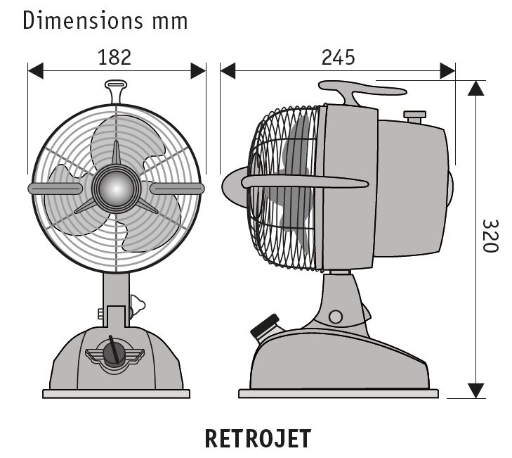 Esquema ventilador de techo CasaFan 301502 RetroJet Esquema ventilador de mesa CasaFan 301502 RetroJet