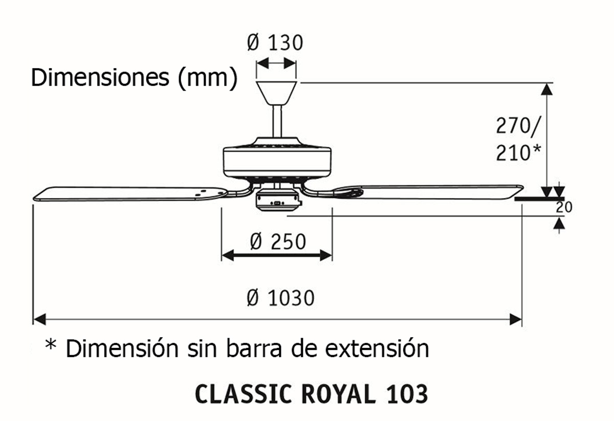 Esquema ventilador de techo CasaFan 510303 Classic Royal 103