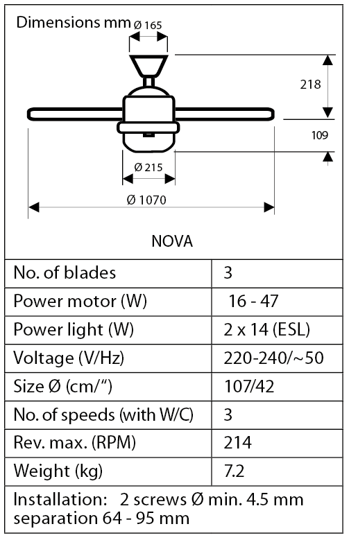 Esquema del ventilador para techo Hunter Eurus