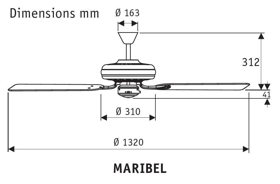 Esquema ventilador de techo Hunter Maribel 50555
